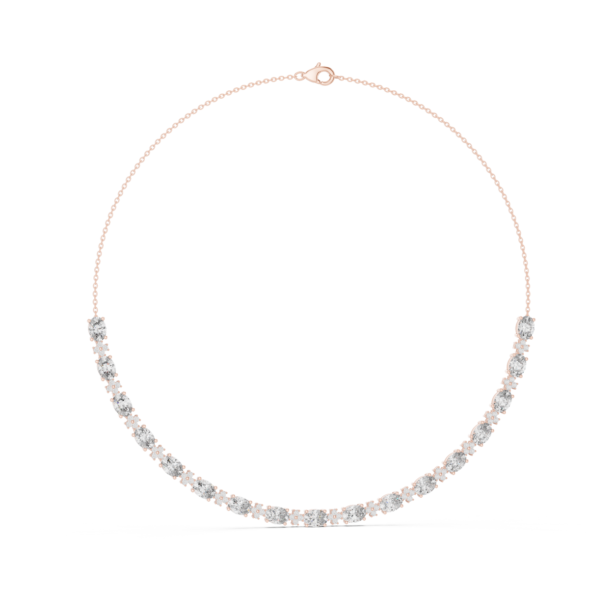 Oval Station Necklace in rose 925 sterling silver, view 1