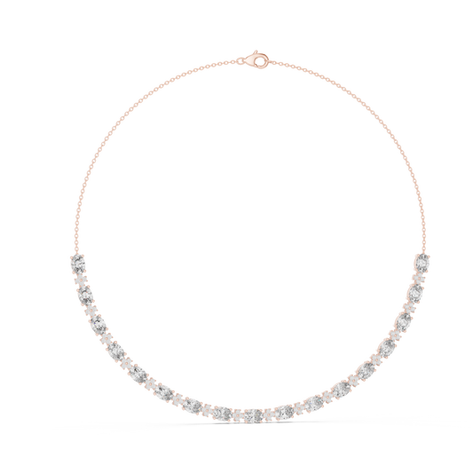 Oval Station Necklace in rose 925 sterling silver, view 1