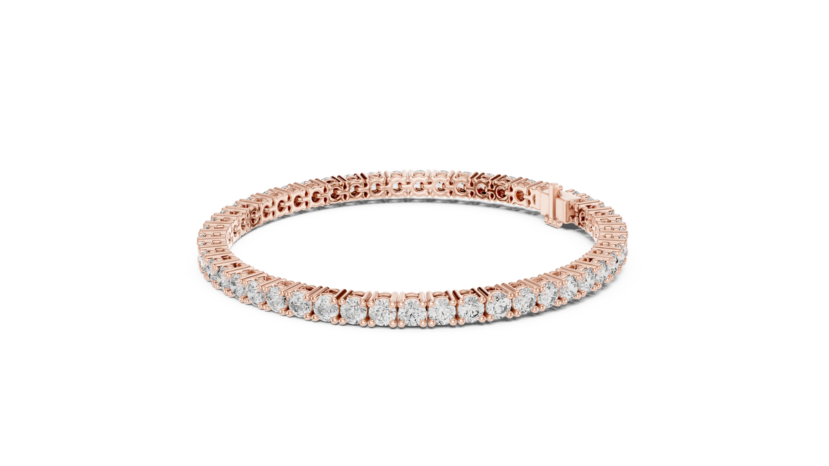 Round Four Prong Moissanite Tennis Bracelet in rose 925 sterling silver, view 2