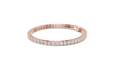 Round Four Prong Moissanite Tennis Bracelet in rose 925 sterling silver, view 2