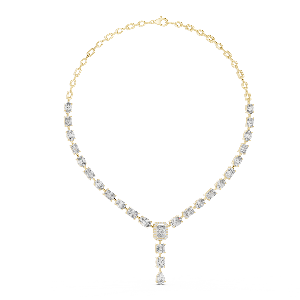 Mixed Shape Y Drop Necklace in yellow 925 sterling silver, view 1