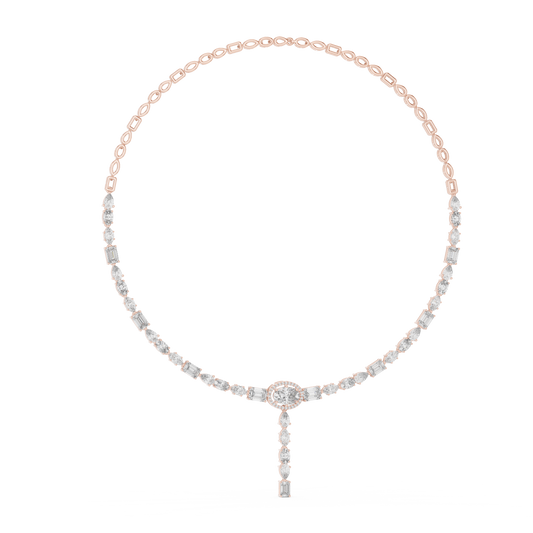 Mixed Shape Lariat Necklace in rose 925 sterling silver, view 1