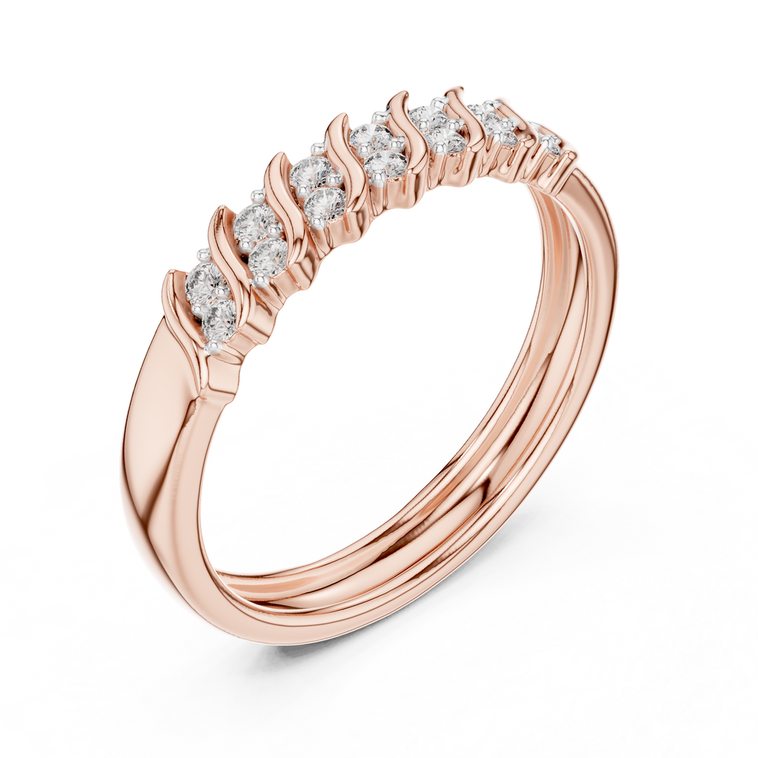 Twisted Link Moissanite Band in rose 925 sterling silver, view 2