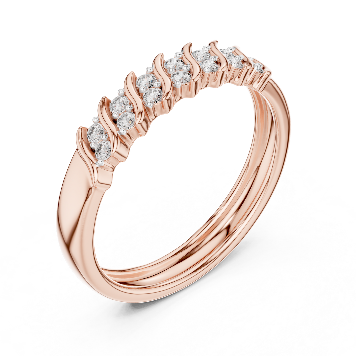 Twisted Link Moissanite Band in rose 925 sterling silver, view 2