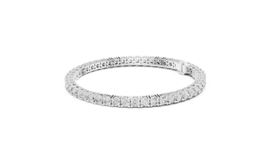 Round Four Prong Moissanite Tennis Bracelet in white 925 sterling silver, view 2