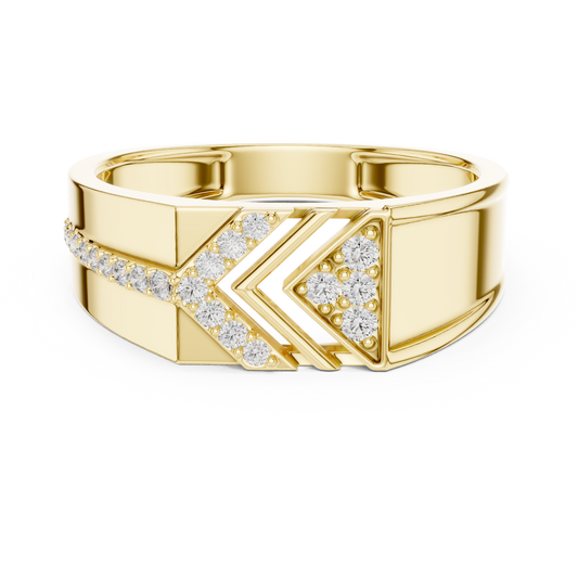 Men's Chevron Arrow Pavé Wide Moissanite Band in yellow 925 sterling silver, view 4