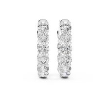 Moissanite inside out hoop earrings in white 925 sterling silver, view 4