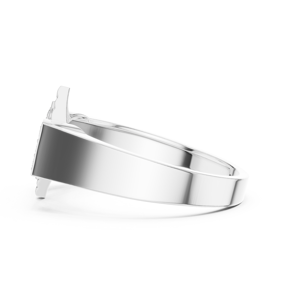 Men's Pavé Rhombus Wide Moissanite Band in white 925 sterling silver, view 3