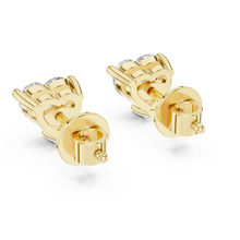 Heart moissanite stud earrings in yellow 925 sterling silver, view 3