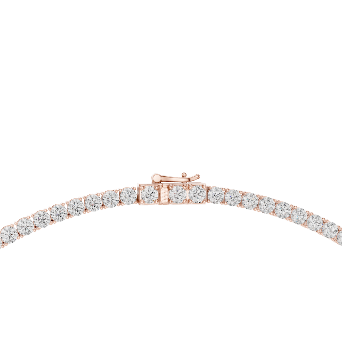 4mm Round Tennis Necklace in rose 925 sterling silver, view 4