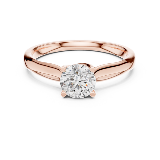 Round Low Set Moissanite Solitaire Ring in rose 925 sterling silver, view 4