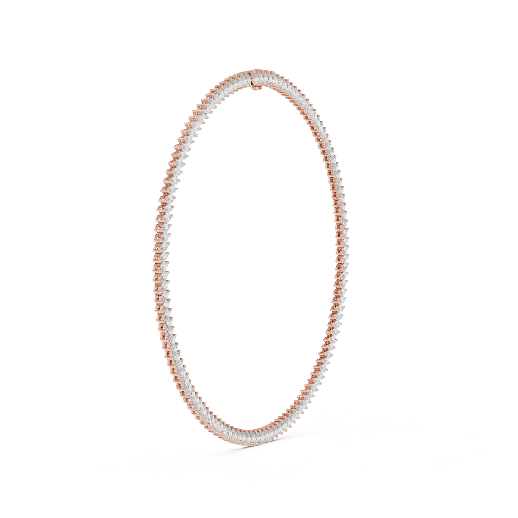 Marquise Tennis Necklace in rose 925 sterling silver, view 3