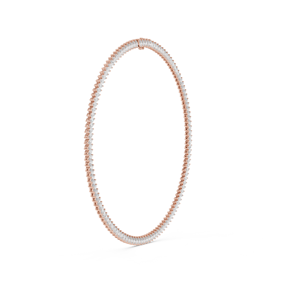 Marquise Tennis Necklace in rose 925 sterling silver, view 3