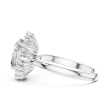Oval Halo Moissanite Engagement Ring in white 925 sterling silver, view 3