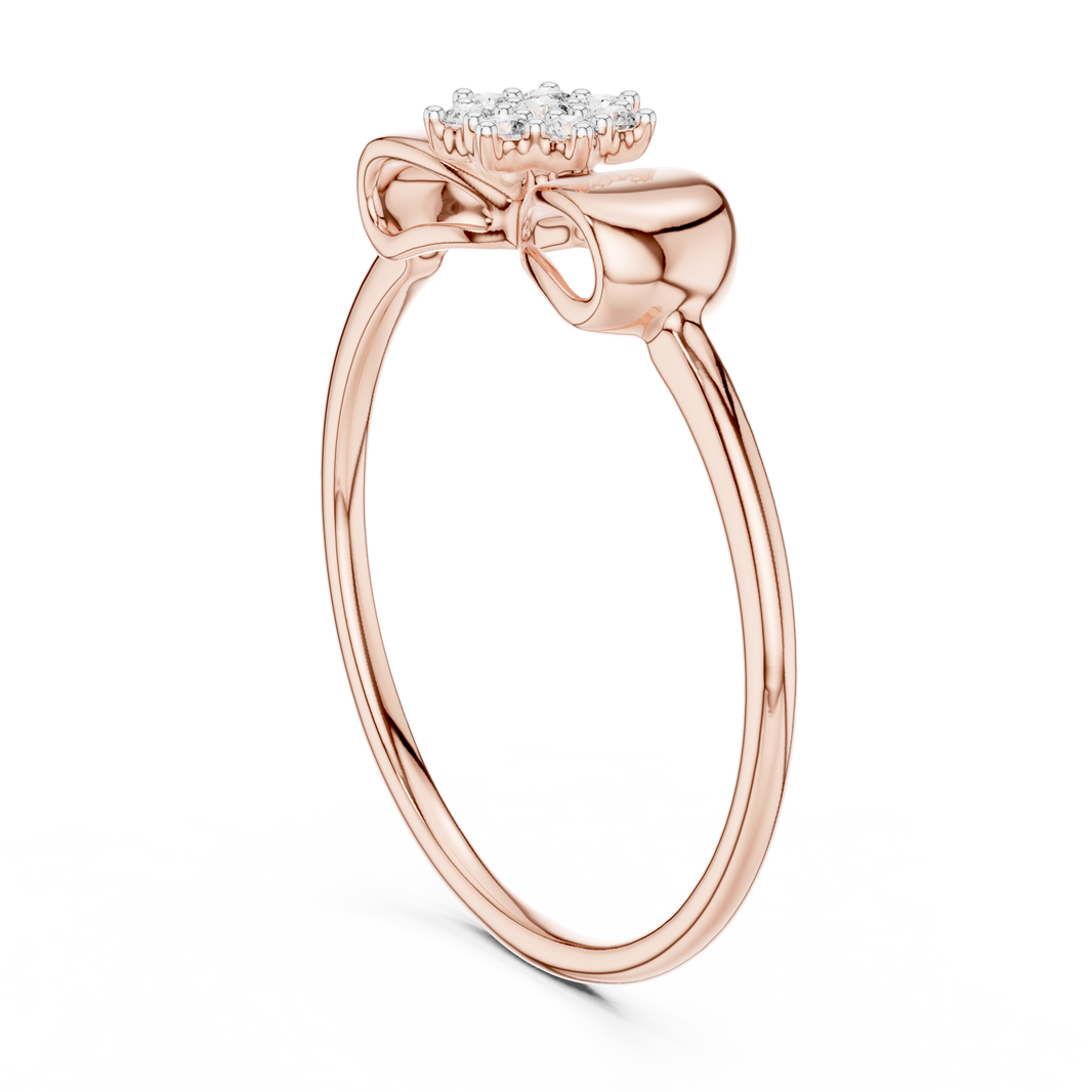 Bow Flower Cluster Moissanite Ring in rose 925 sterling silver, view 1