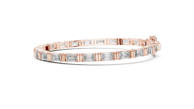 Emerald Cut Moissanite Bar Link Bracelet in rose 925 sterling silver, view 4