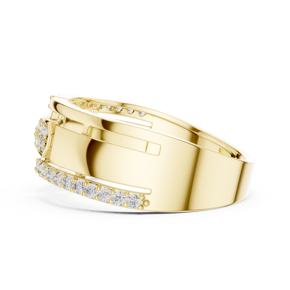 Openwork Multi-Row Pavé Moissanite Band in yellow 925 sterling silver, view 3