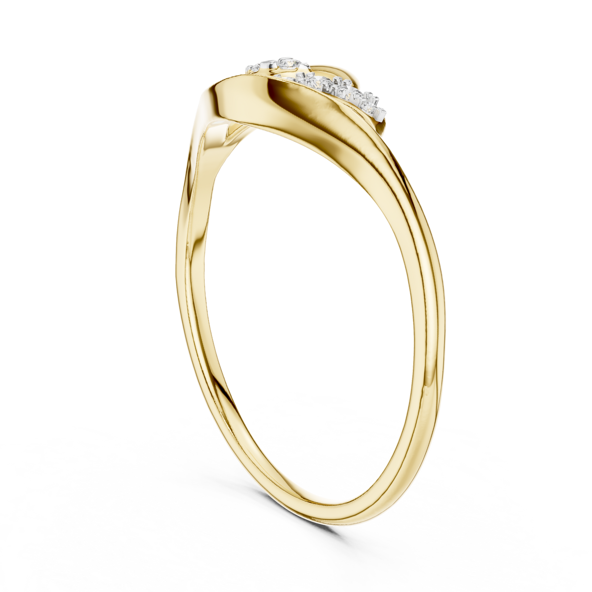 Open Leaf Wave Moissanite Ring in yellow 925 sterling silver, view 1