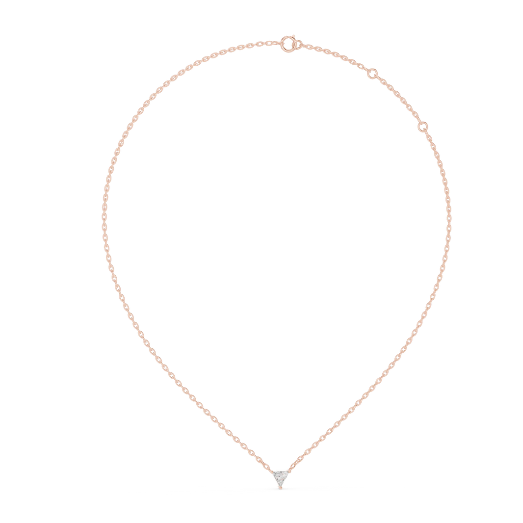 Trillion Moissanite Solitaire Pendant in rose 925 sterling silver, view 1
