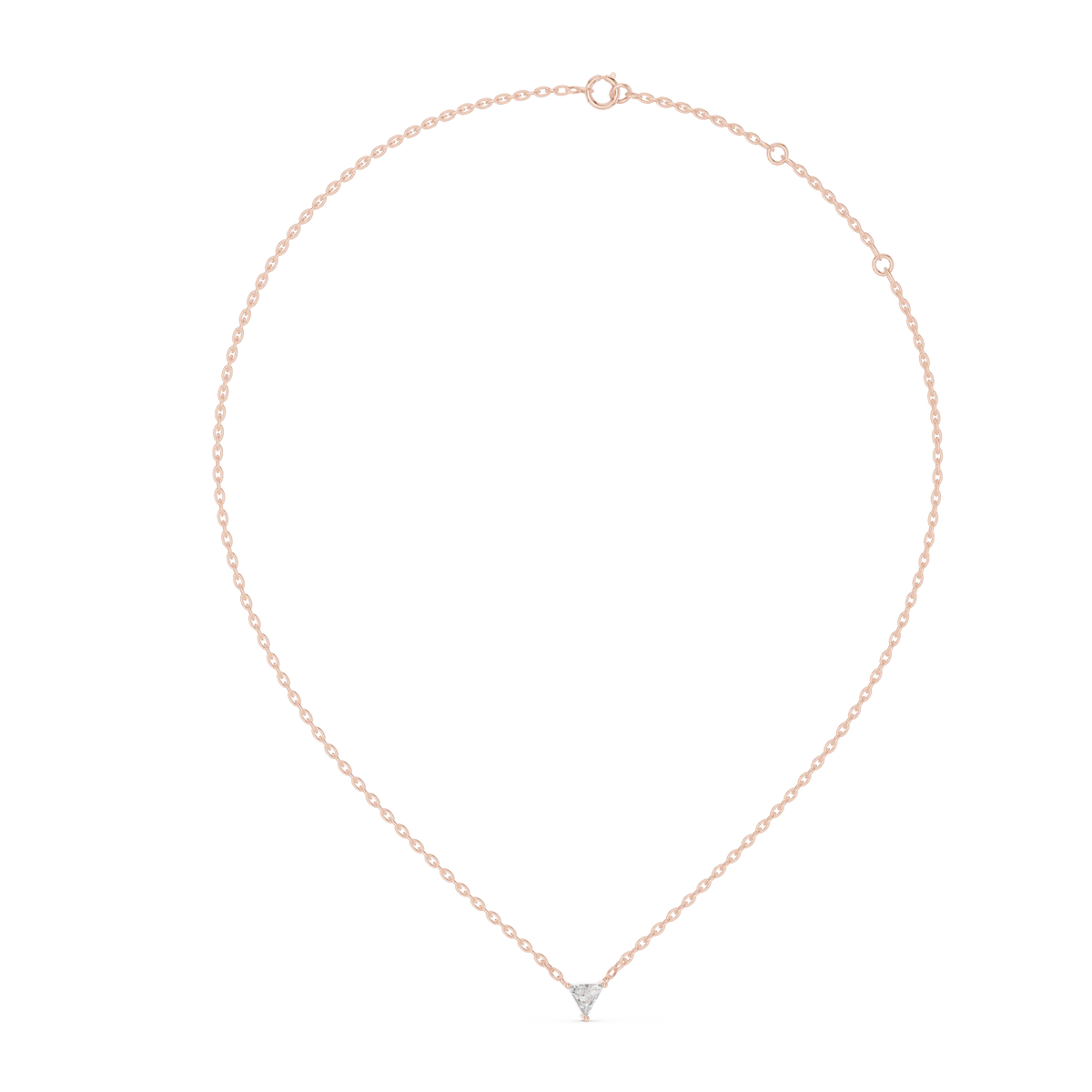 Trillion Moissanite Solitaire Pendant in rose 925 sterling silver, view 1