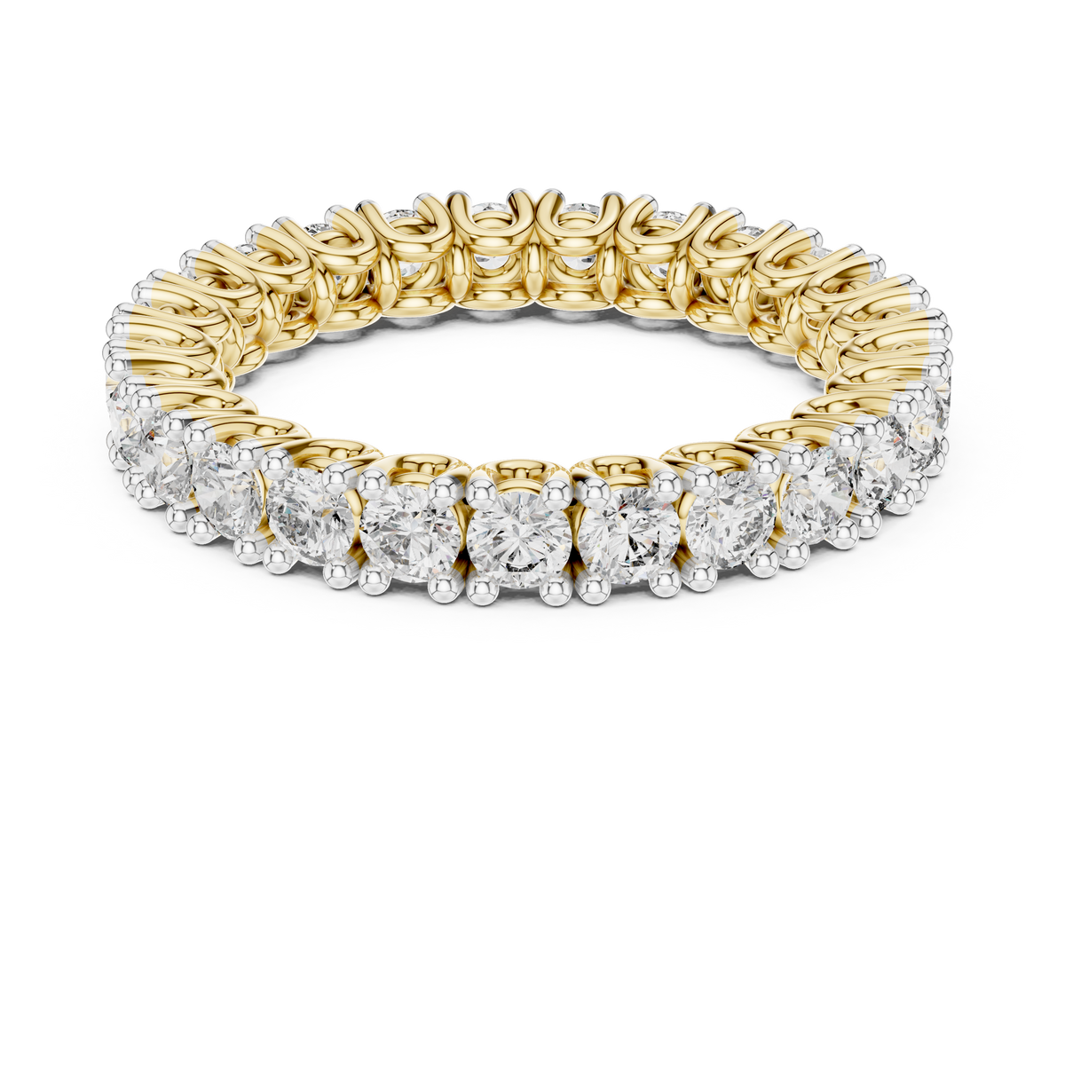 Full Eternity Moissanite Band in yellow 925 sterling silver, view 4
