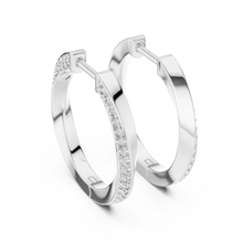 Moissanite twisted pave hoop earrings in white 925 sterling silver, bold, view 3