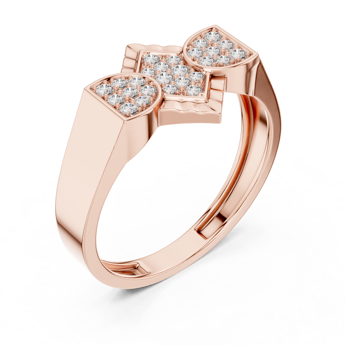 Men's Pavé Rhombus Wide Moissanite Band in rose 925 sterling silver, view 2