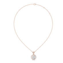 Round Halo Moissanite Pendant in rose 925 sterling silver, view 1
