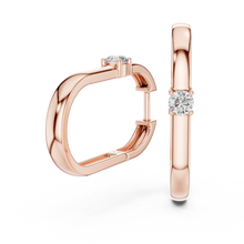 Moissanite solitaire oval hoop earrings in rose 925 sterling silver, view 1