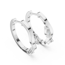 Marquise moissanite wave huggie hoop earrings in white 925 sterling silver, view 2