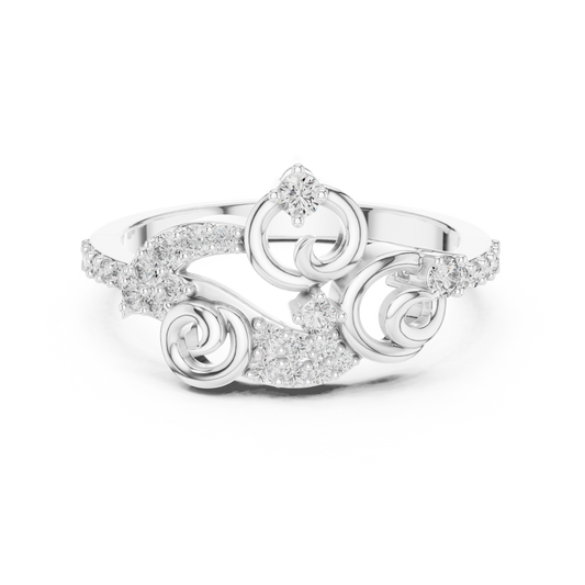 Pavé Scroll Swirl Moissanite Fashion Ring in white 925 sterling silver, view 4