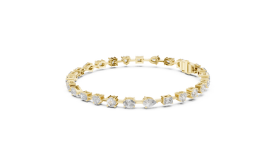 Mixed Shape Moissanite Tennis Bracelet in yellow 925 sterling silver, view 2