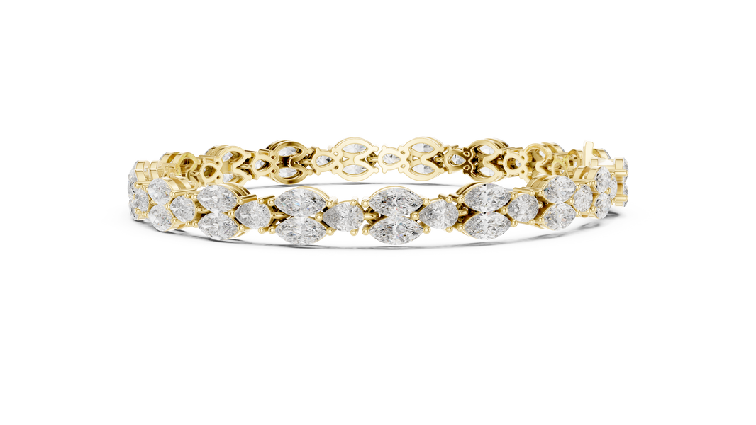 Marquise and Pear Moissanite Tennis Bracelet in yellow 925 sterling silver, view 4