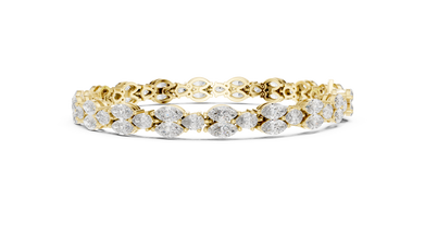 Marquise and Pear Moissanite Tennis Bracelet in yellow 925 sterling silver, view 4