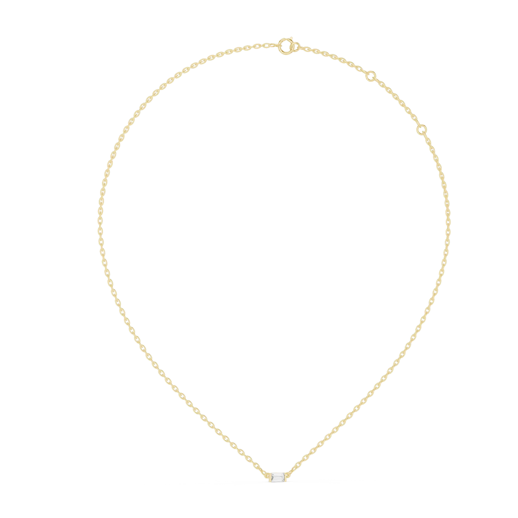 East-West Baguette Moissanite Bar Pendant in yellow 925 sterling silver, view 1