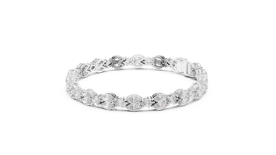 Marquise and Pear Moissanite Tennis Bracelet in white 925 sterling silver, view 2