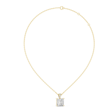 Princess Cut Solitaire Moissanite Pendant in yellow 925 sterling silver, view 1
