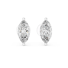 Marquise moissanite stud earrings in white 925 sterling silver, view 4