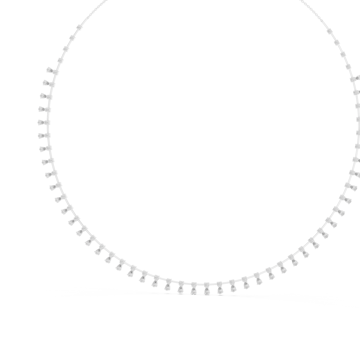 Pear Drop Fringe Necklace in white 925 sterling silver, view 2