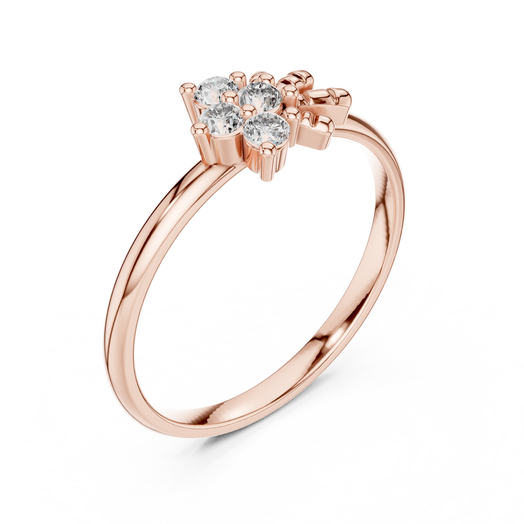 Petite Cluster Spray Moissanite Ring in rose 925 sterling silver, view 2