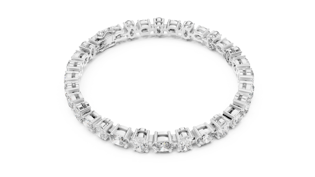 Oval Moissanite Tennis Bracelet in white 925 sterling silver, view 3
