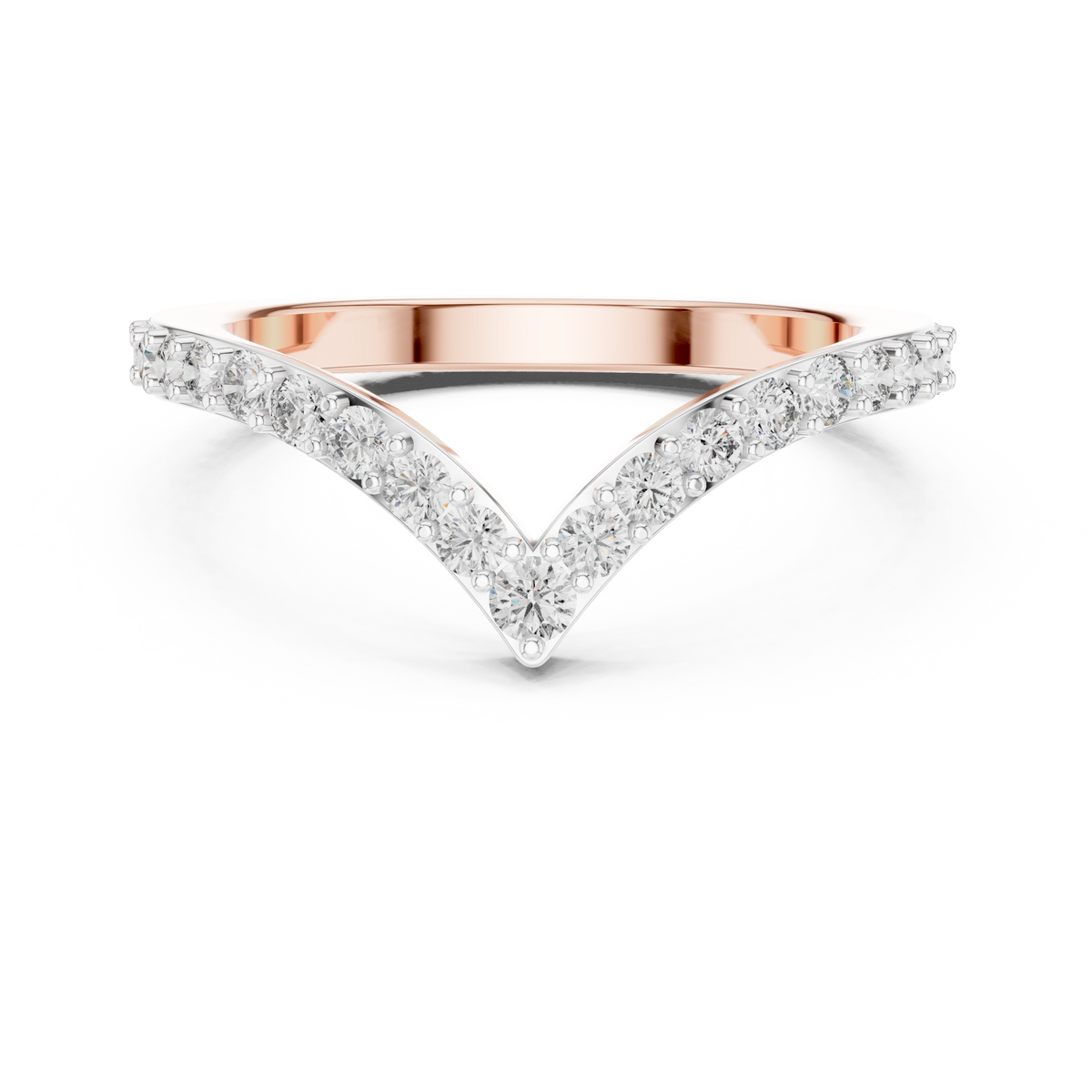 Pavé Chevron Moissanite Ring in rose 925 sterling silver, view 4