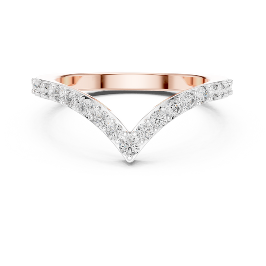 Pavé Chevron Moissanite Ring in rose 925 sterling silver, view 4