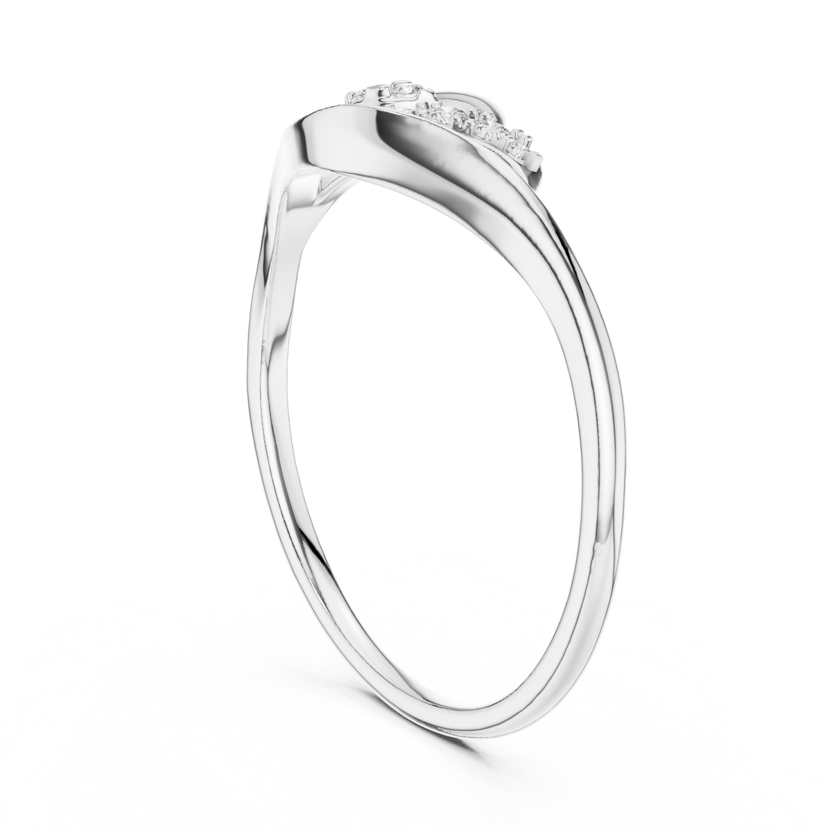 Open Leaf Wave Moissanite Ring in white 925 sterling silver, view 1