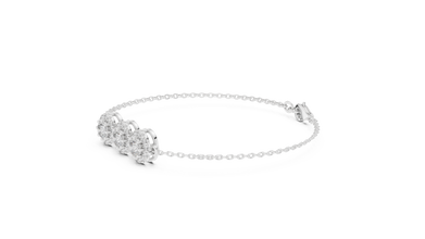 Triple Halo Moissanite Chain Bracelet in white 925 sterling silver, view 2