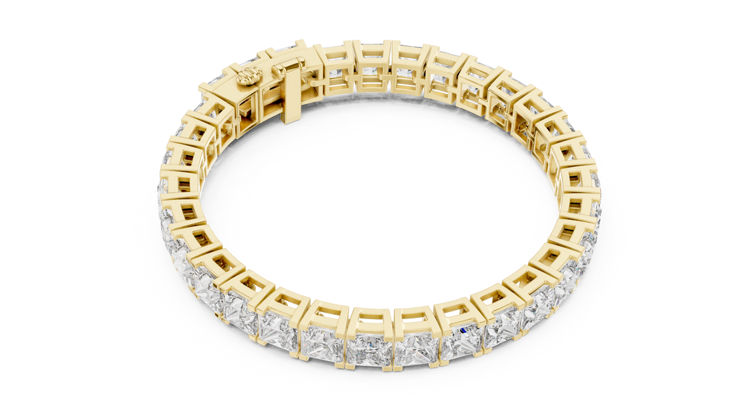 Princess Cut Moissanite Tennis Bracelet in yellow 925 sterling silver, view 3
