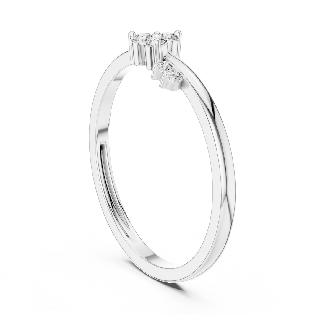 Trefoil Cluster Moissanite Ring with Side Accents in white 925 sterling silver, view 1
