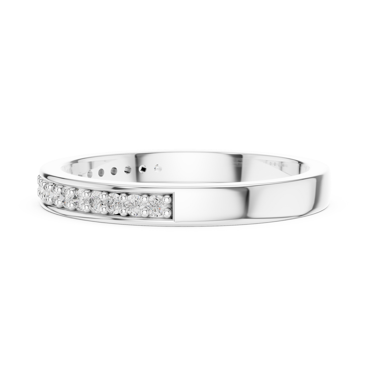 Pavé Moissanite Half Eternity Band in white 925 sterling silver, view 3