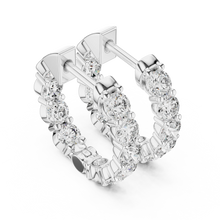 Moissanite inside out hoop earrings in white 925 sterling silver, view 2