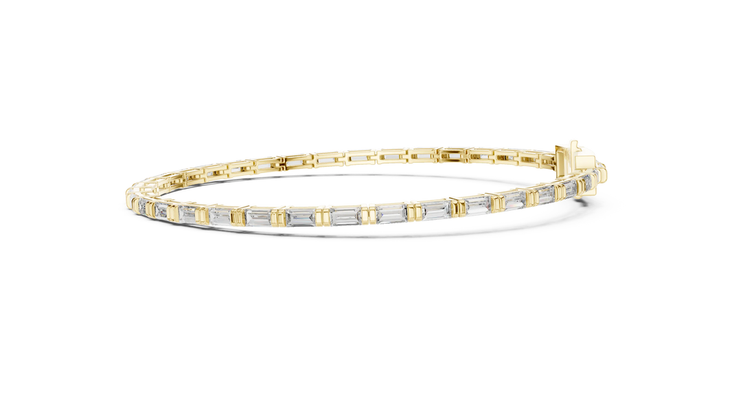 Baguette Moissanite Link Bracelet in yellow 925 sterling silver, view 4